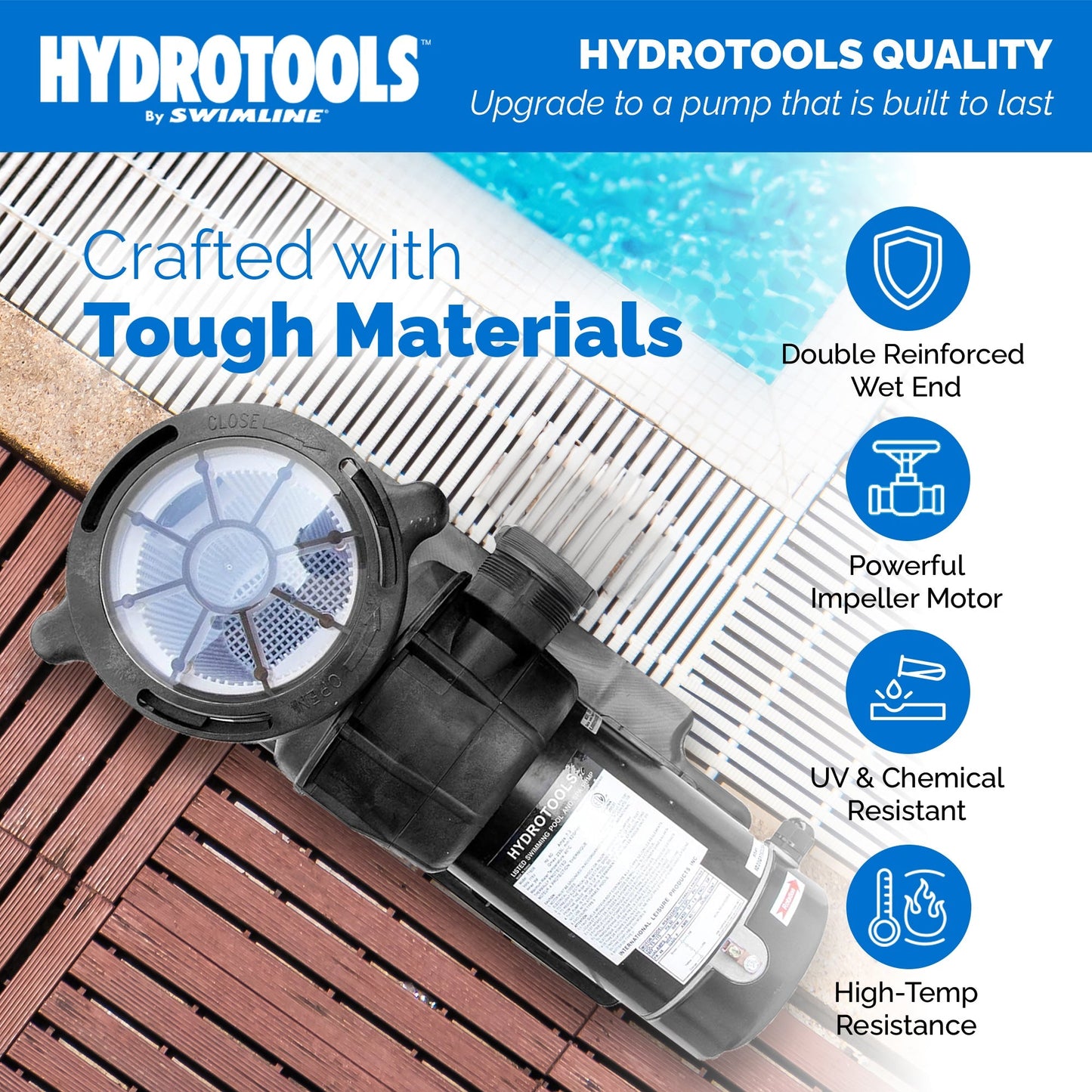 Swimline HydroTools Hydro Flo 0.75HP 3720 GPH 3450 RPM Horizontal Discharge Pump