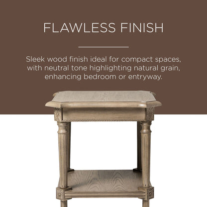 Maven Lane Pullman Traditional Square Wooden Side Table in Antiqued Grey Finish