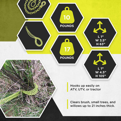 Brush Grubber HD Shrub Clump Tree Grabber Metal Chain System and Tugger Chain