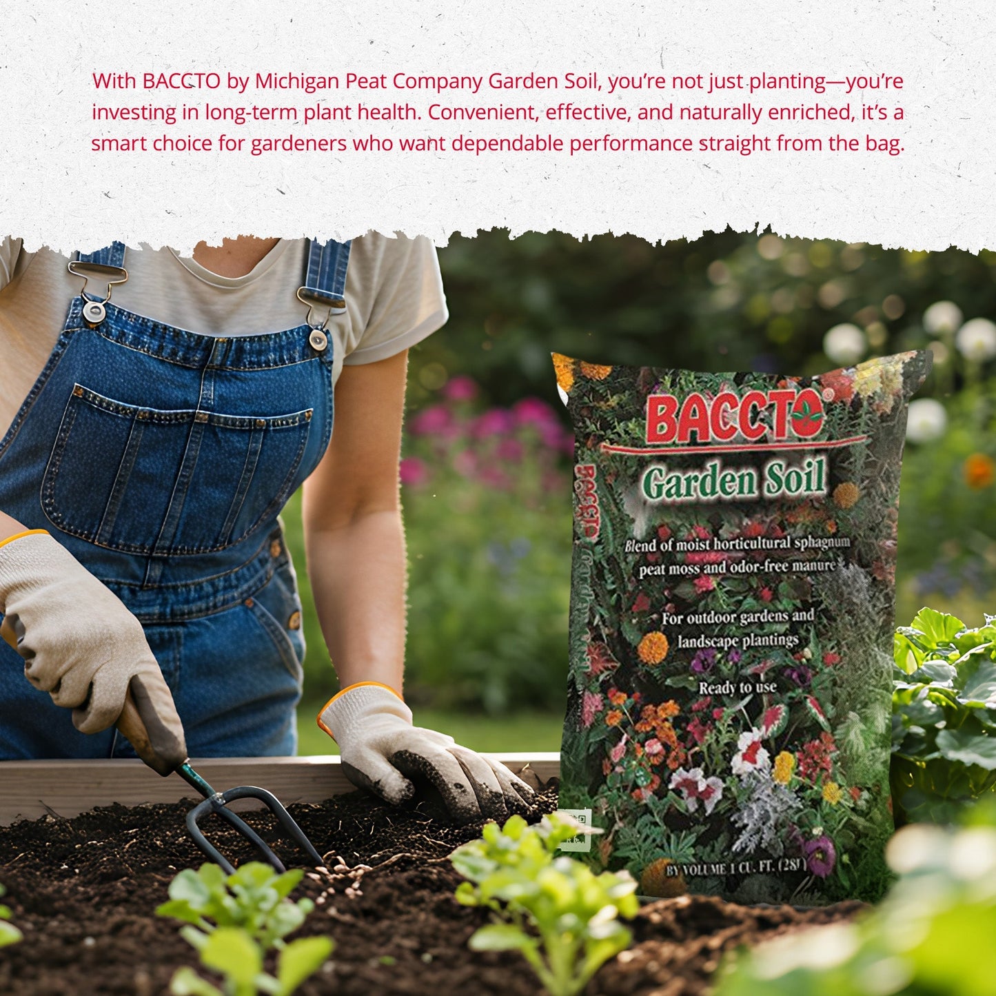 Michigan Peat Company BACCTO Garden Soil for Plants and Vegetables, 1 Cubic Foot