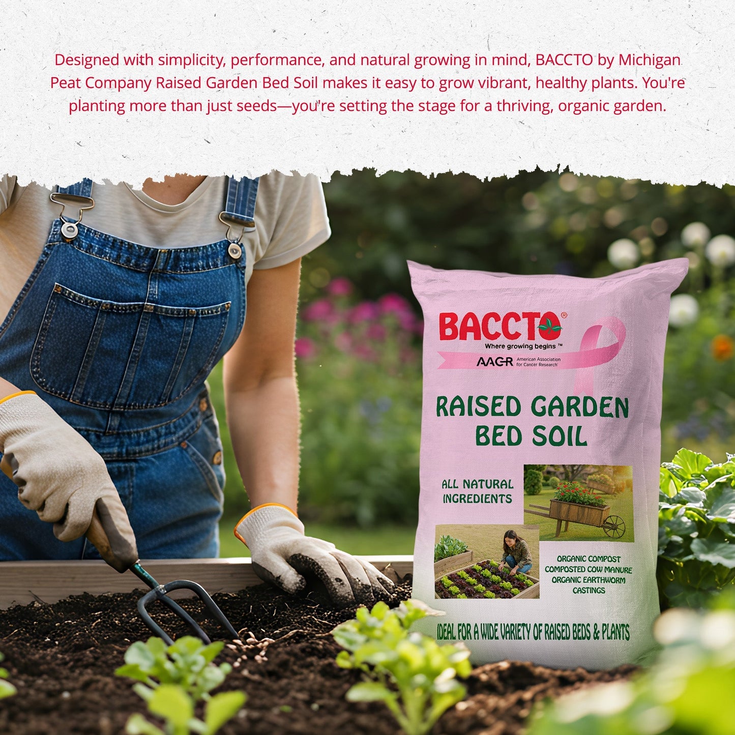 Michigan Peat Company BACCTO Raised Bed Soil for All Plant Types, 1.5 Cubic Feet