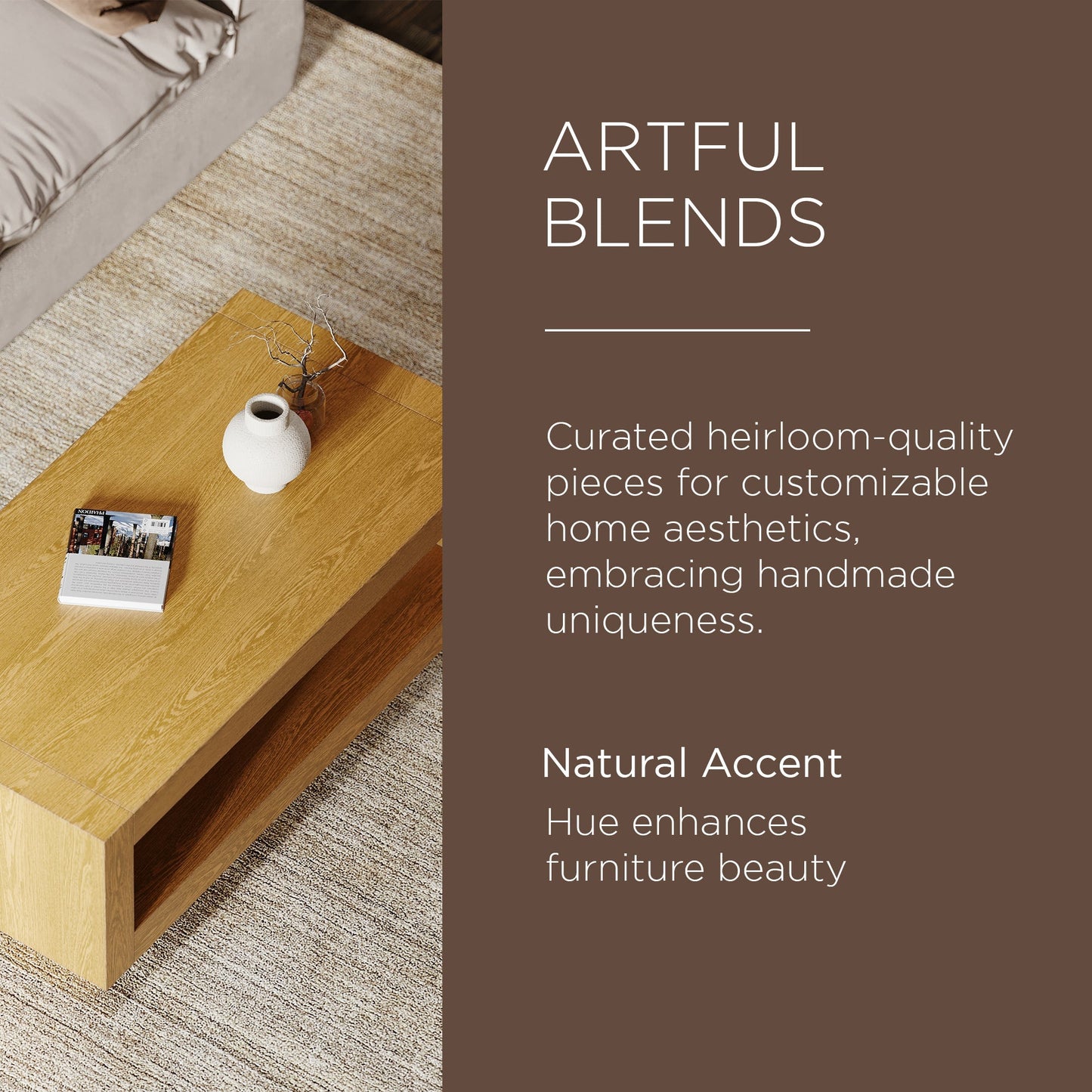 Maven Lane Artemis Contemporary Wooden Coffee Table in Refined Natural Finish