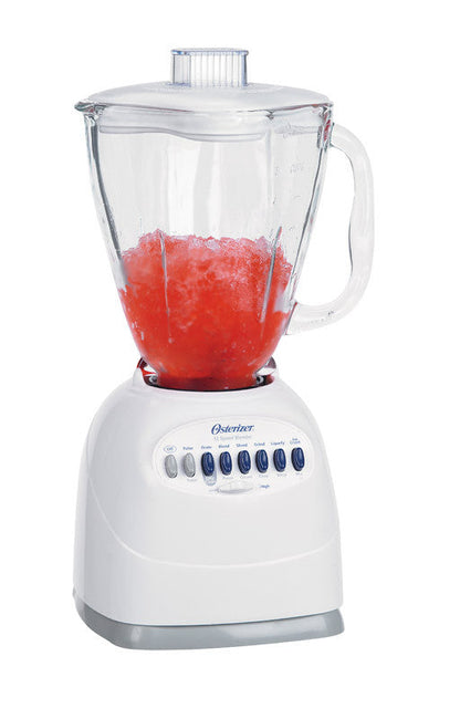 Oster Duralast White Stainless Steel 450W 12-Speed 5-Cups Blender with Glass Jar