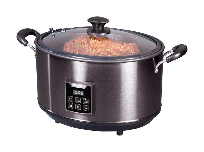 Presto 6 qt. Black Stainless Steel Programmable Slow Cooker/Smoker