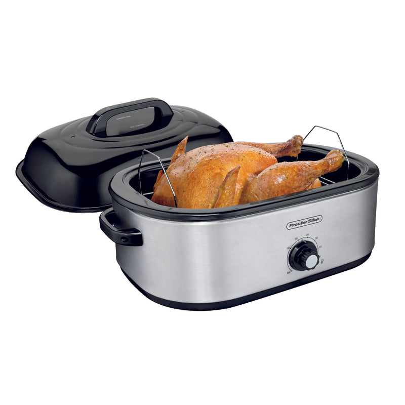 Proctor Silex Polished Chrome Black Aluminized Steel 18 qt Electric Roaster