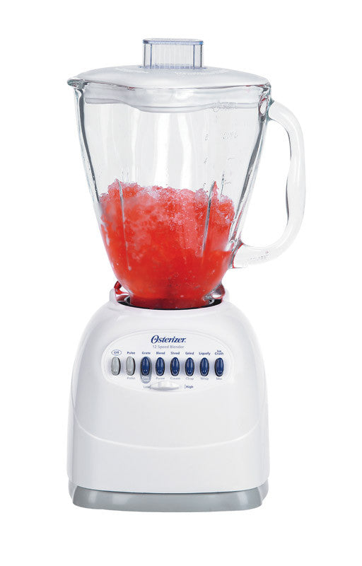 Oster Duralast White Stainless Steel 450W 12-Speed 5-Cups Blender with Glass Jar