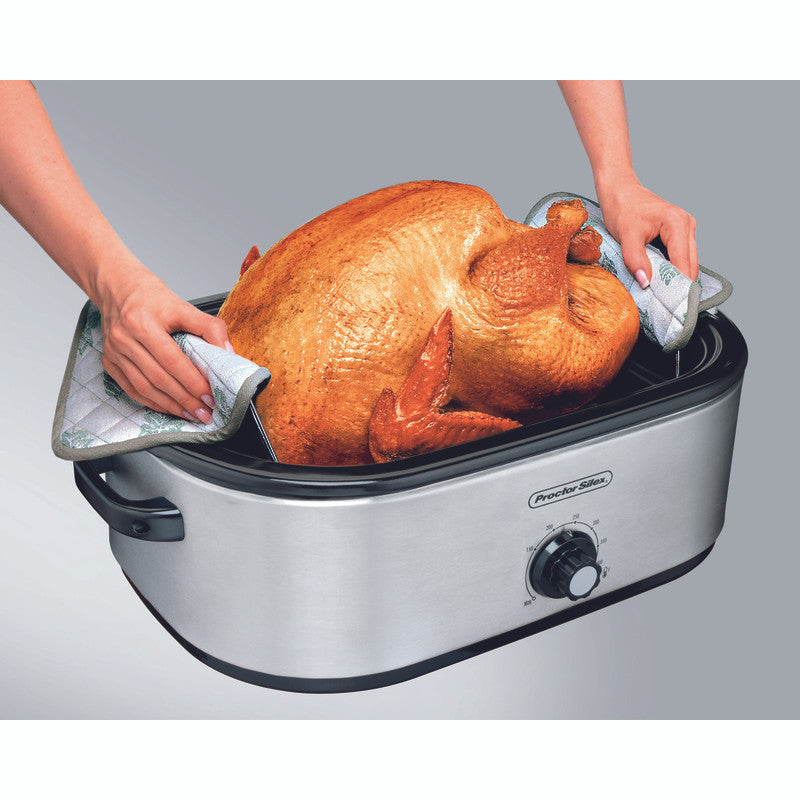 Proctor Silex Polished Chrome Black Aluminized Steel 18 qt Electric Roaster