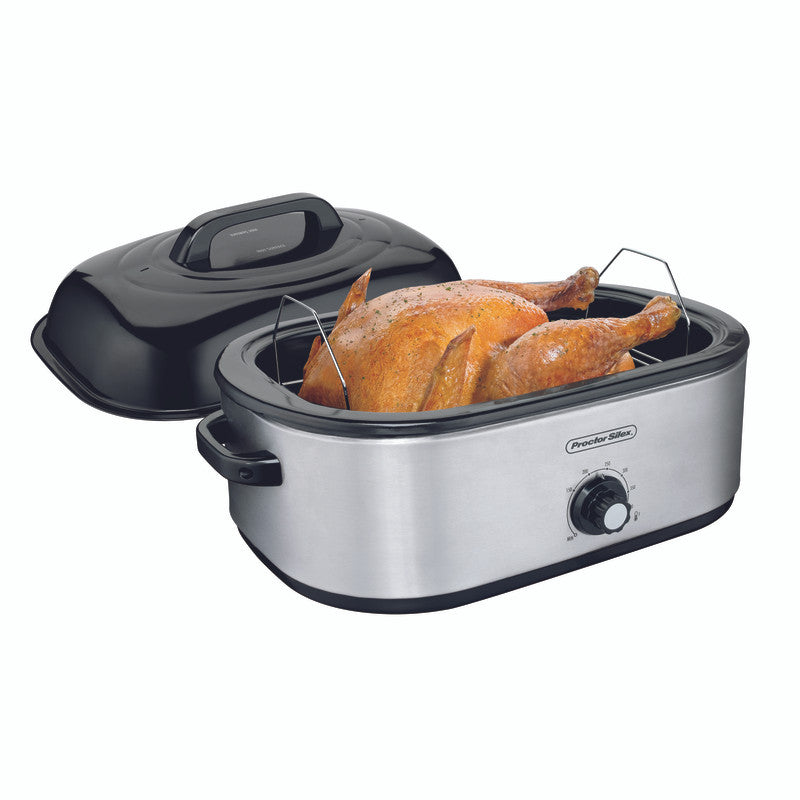 Proctor Silex Polished Chrome Black Aluminized Steel 18 qt Electric Roaster