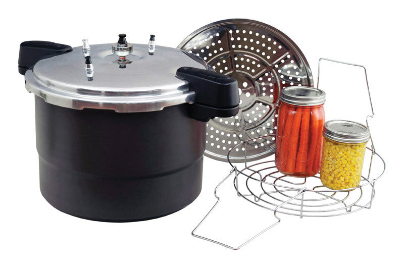 Granite Ware Black/Silver Aluminum Pressure Cooker/Canner/Steamer Kit