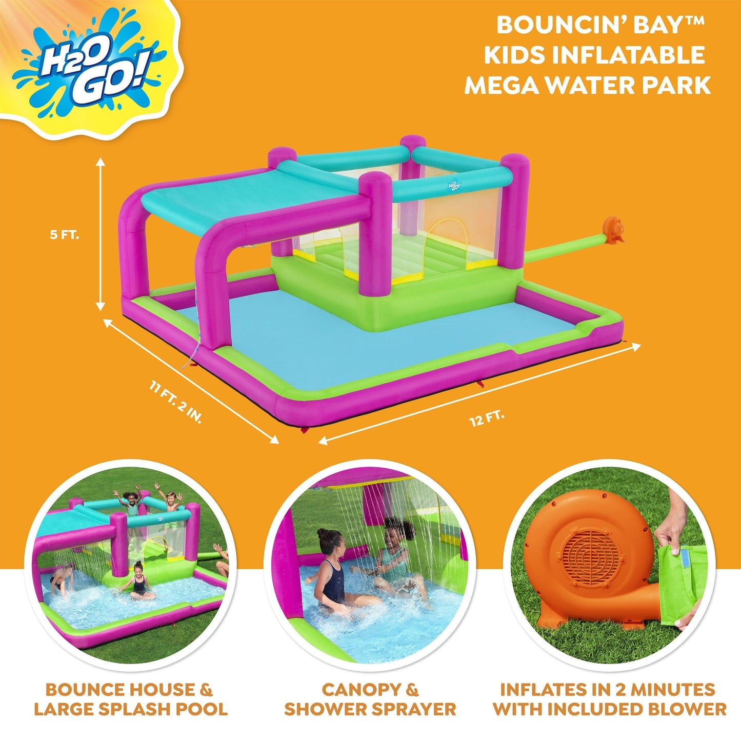 Bestway H2OGO! Bouncin' Bay Kids Inflatable Mega Water Park Outdoor Splash Pool