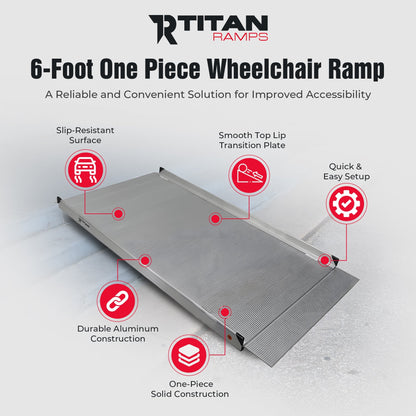Titan Ramps 6 Foot Aluminum Wheelchair Entry Ramp, One Piece, 850 Pound Capacity - Find Fresh Goods