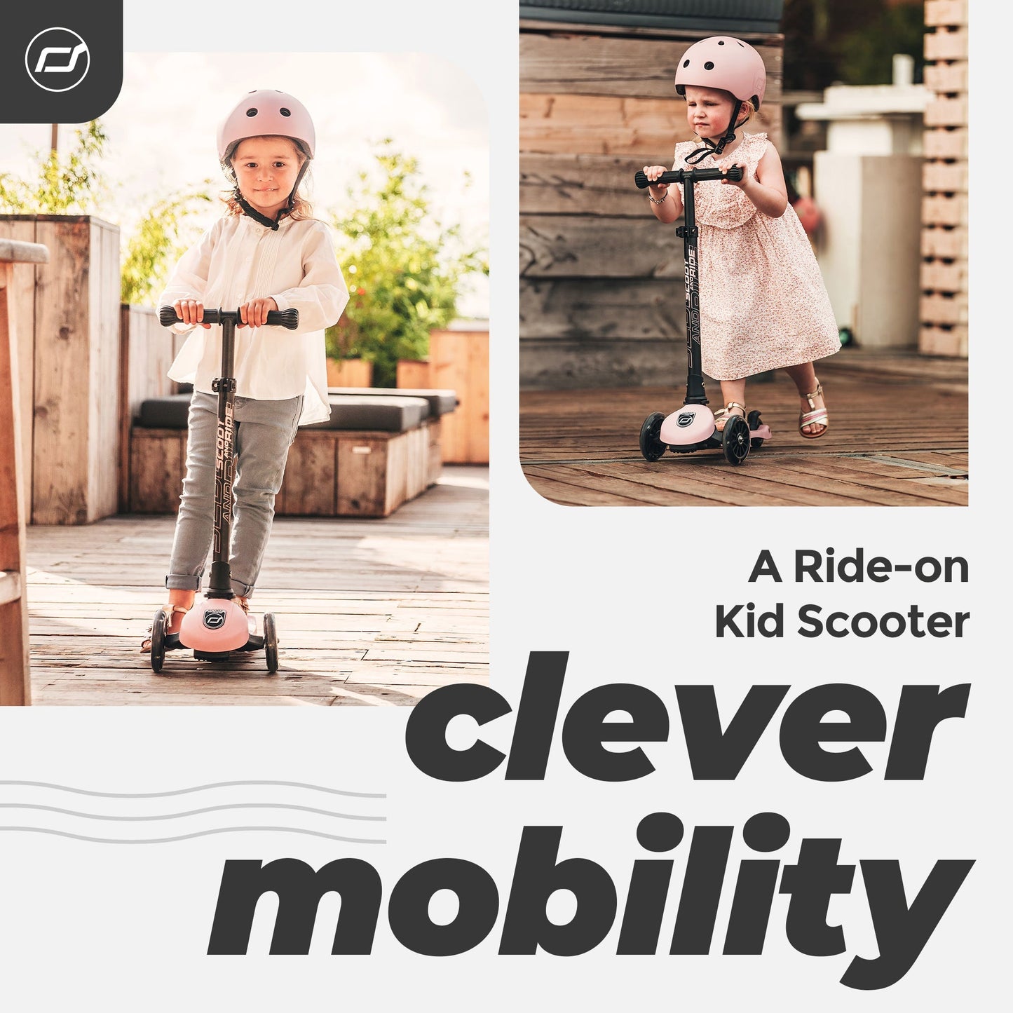 Scoot & Ride Stand-up Push Scooter for Children Ages 3-6, Highwaykick 3, Rose