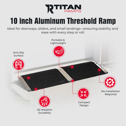 Titan Ramps 10 Inch Aluminum Threshold Ramp for Doorways, or Raised Landings - Find Fresh Goods