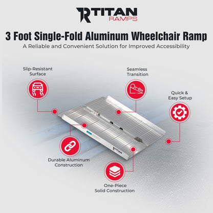 Titan Ramps 3 Foot Single-Fold Aluminum Wheelchair Ramp, 600 Pound Capacity - Find Fresh Goods