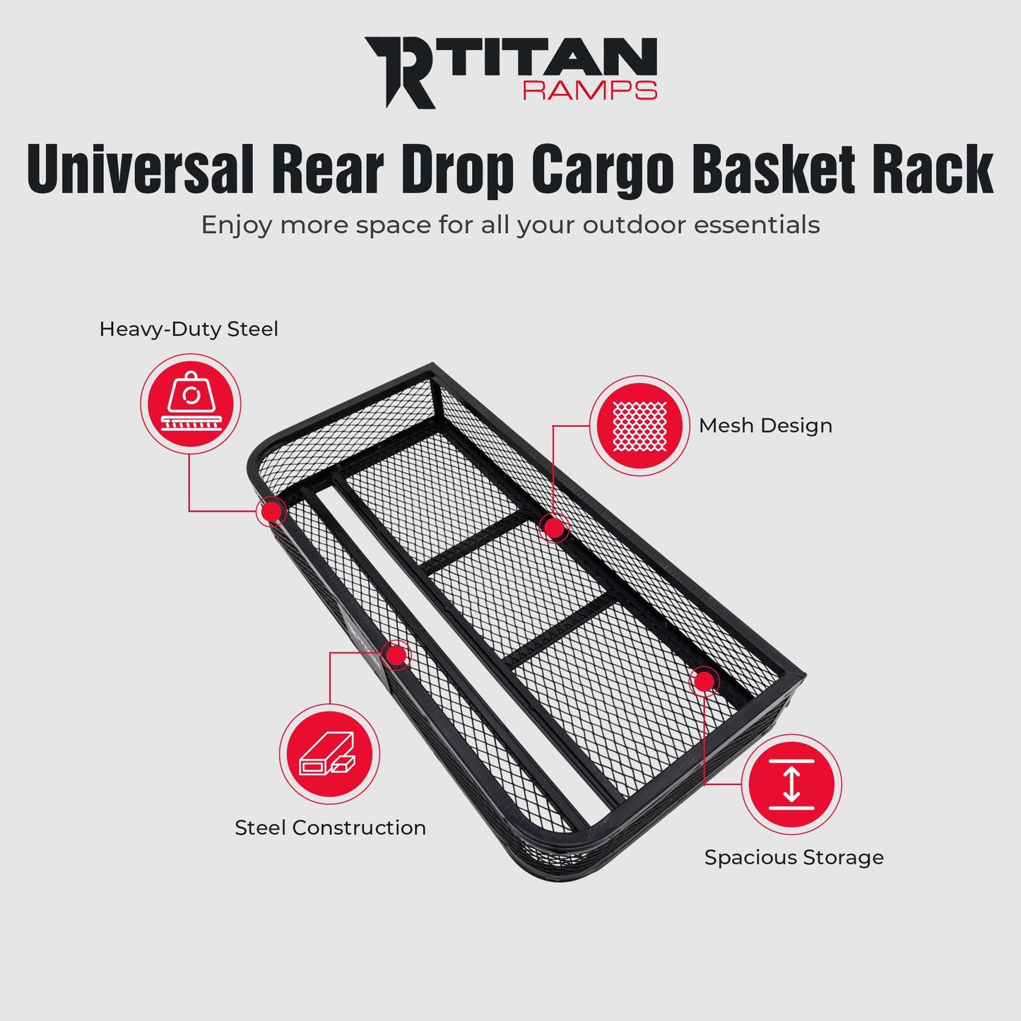 Titan Ramps Universal ATV/UTV Front Cargo Basket Rack with 100 Pound Capacity - Find Fresh Goods