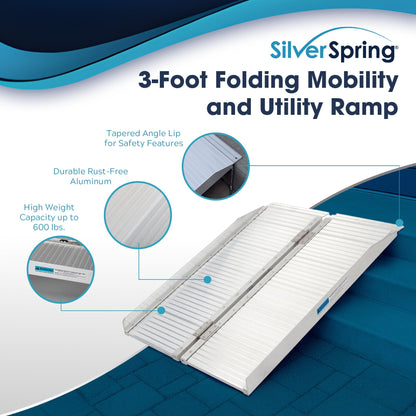 Silver Spring Mobility and Utility Ramp, 3 Foot Single Fold with 600 lb Capacity - Find Fresh Goods