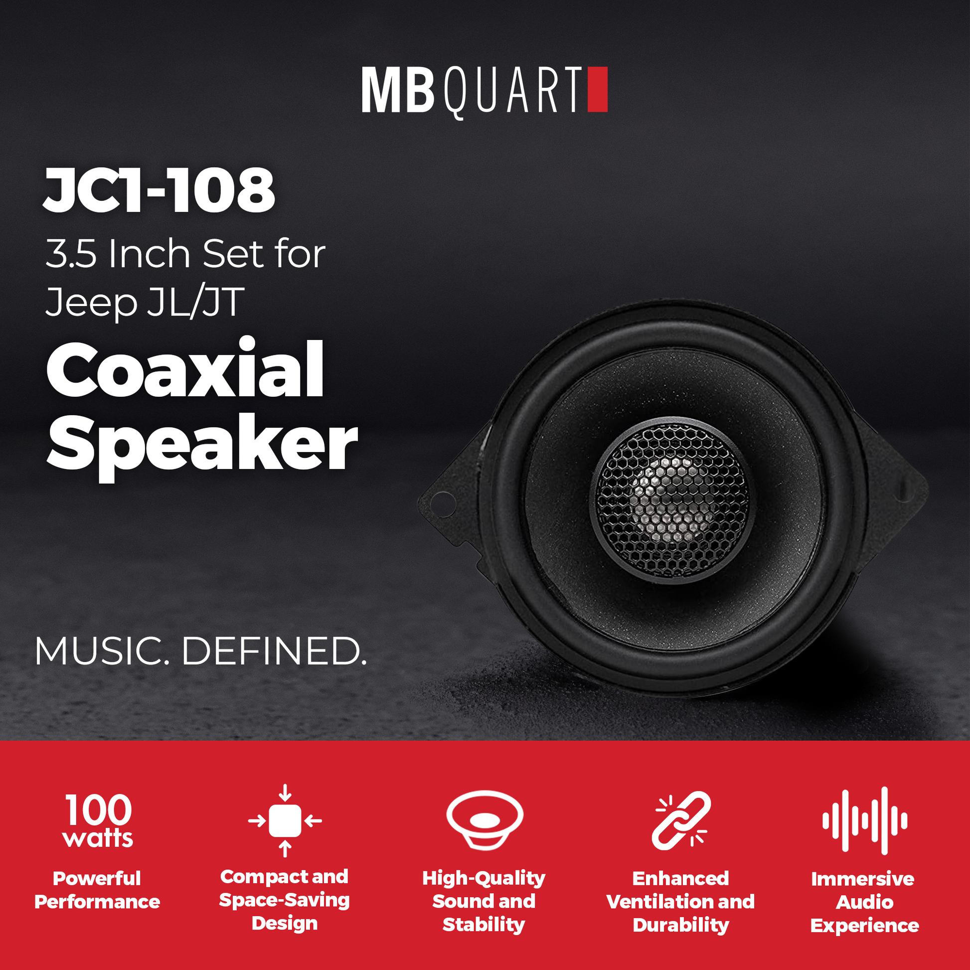 MB Quart 3.5" Coaxial Speaker Set for Jeep JL/JT, Direct Fit Car Audio Upgrade - Find Fresh Goods