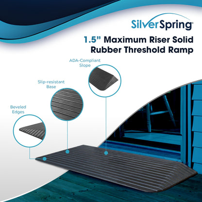 Silver Spring Rubber Threshold Ramp for Wheelchairs, Scooters & More, 1.5" Rise - Find Fresh Goods