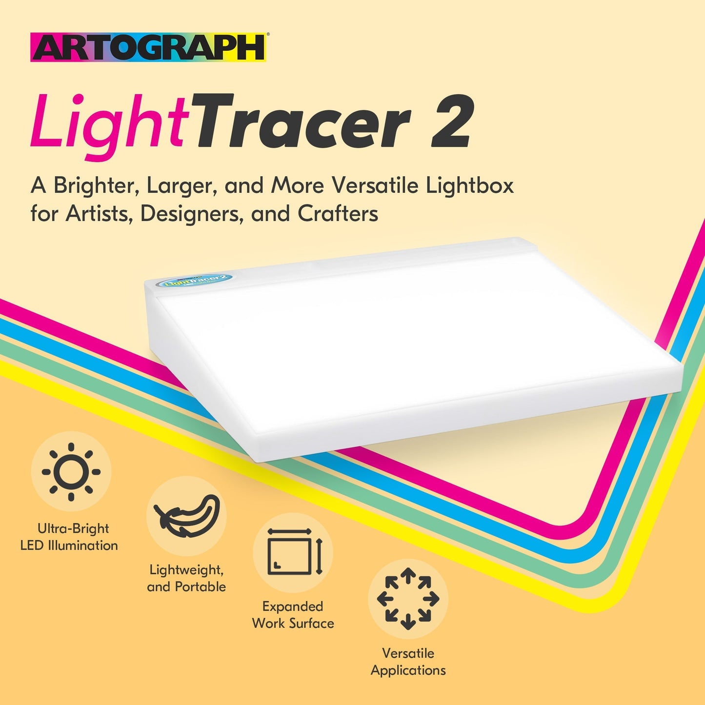Artograph LightTracer 2 LED Lightbox, 12" x 18" Lighted Drawing Board w/Storage