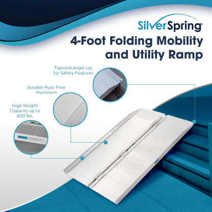 Silver Spring Mobility and Utility Ramp, 4 Foot Single Fold with 600 lb Capacity - Find Fresh Goods