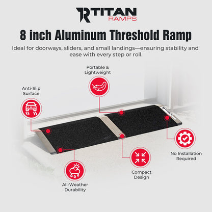 Titan Ramps 8 Inch Aluminum Threshold Ramp for Doorways, or Raised Landings - Find Fresh Goods