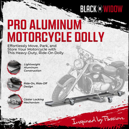 Black Widow Motorcycle Dolly, Fully Adjustable Kickstand Plate Locking Casters - Find Fresh Goods