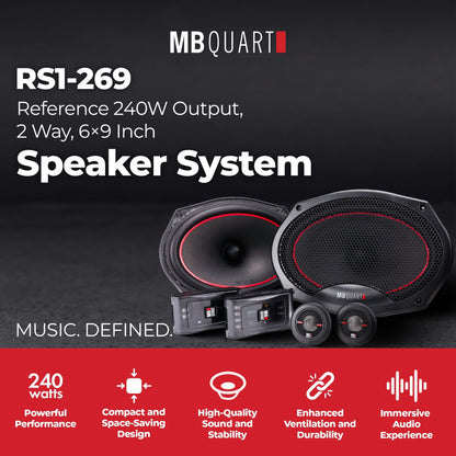 MB Quart 6"x9" Coaxial Reference Car Speaker System, 2-Way Audio, 240W Output - Find Fresh Goods