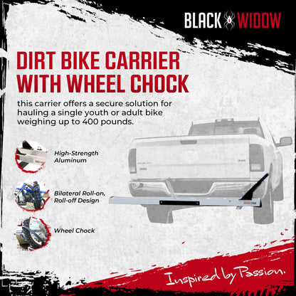 Black Widow Dirt Bike Carrier with Wheel Chock and 400 Pound Capacity, Silver - Find Fresh Goods