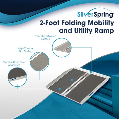 Silver Spring Mobility and Utility Ramp, 2 Foot Single Fold with Grit Surface - Find Fresh Goods