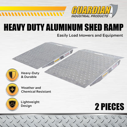 Guardian 2 Pack Heavy Duty Aluminum Shed Ramp, Loading for Mowers, ATV, Silver - Find Fresh Goods