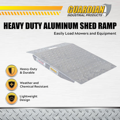 Guardian Heavy Duty Aluminum Shed Ramp, Portable Loading for Mowers, ATV, Silver - Find Fresh Goods