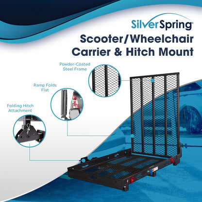 Silver Spring Folding Steel Scooter/Wheelchair Carrier with Ramp & Hitch Mount - Find Fresh Goods