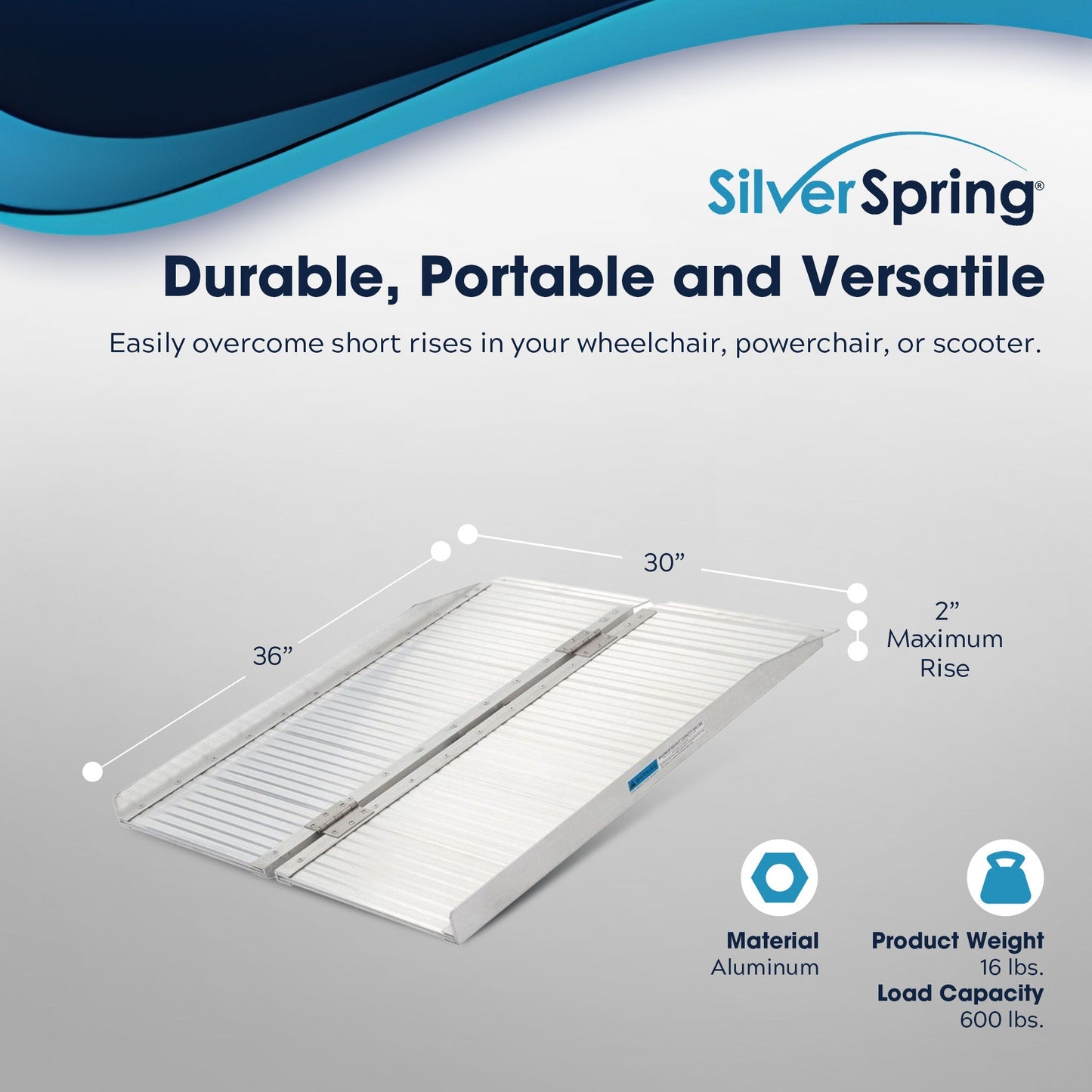 Silver Spring Mobility and Utility Ramp, 3 Foot Single Fold with 600 lb Capacity - Find Fresh Goods