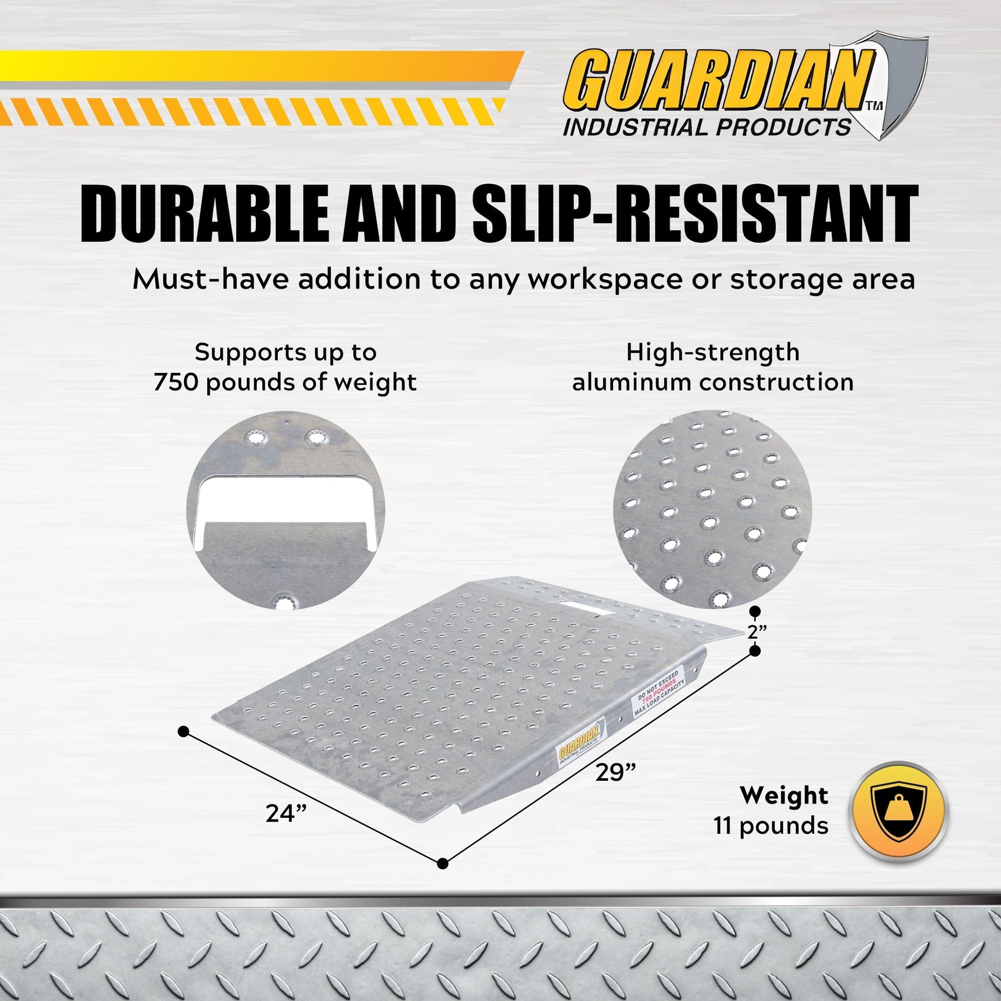 Guardian Heavy Duty Aluminum Shed Ramp, Portable Loading for Mowers, ATV, Silver - Find Fresh Goods