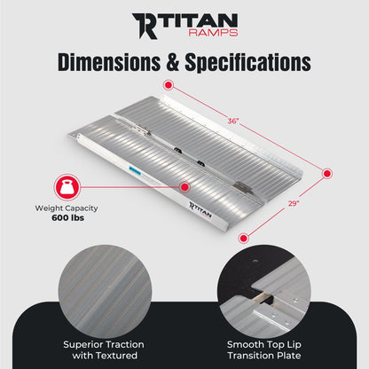 Titan Ramps 3 Foot Single-Fold Aluminum Wheelchair Ramp, 600 Pound Capacity - Find Fresh Goods