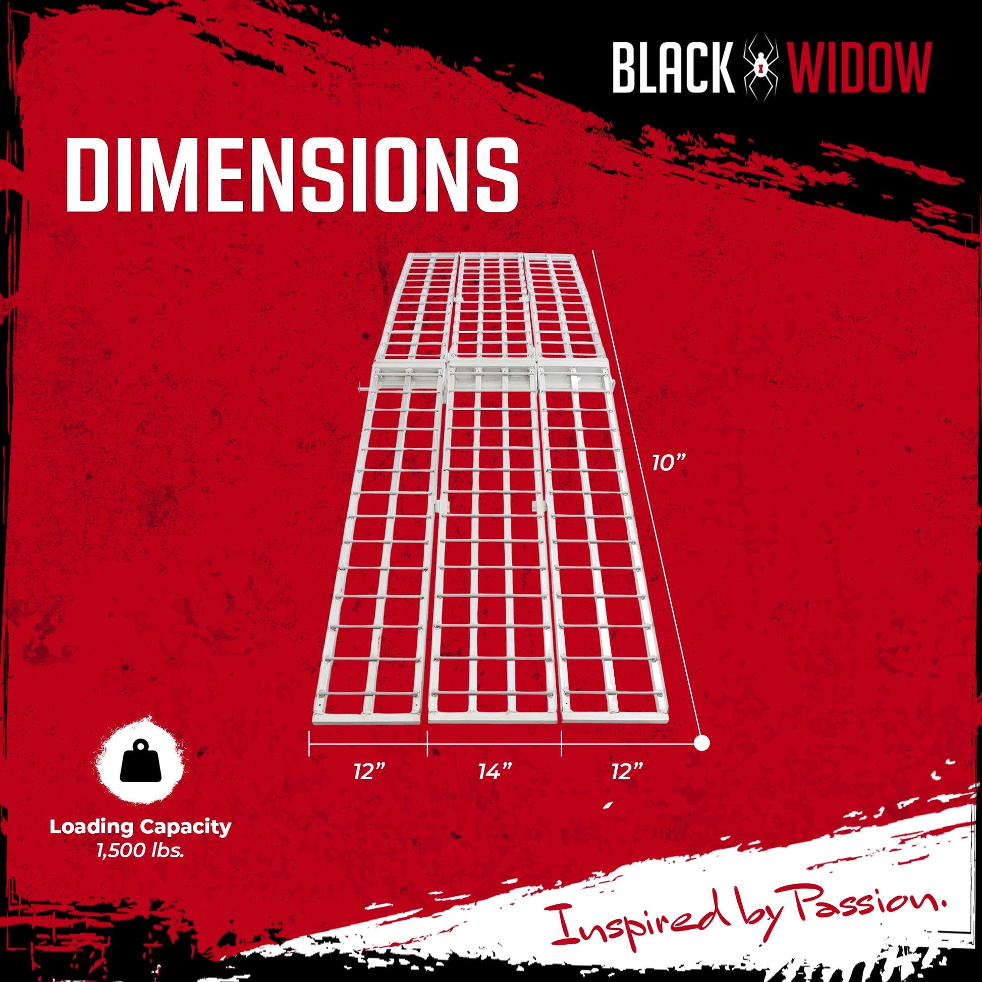 Black Widow 10’ Aluminum Folding Motorcycle Ramp, Arched 3 Piece Design, Silver - Find Fresh Goods