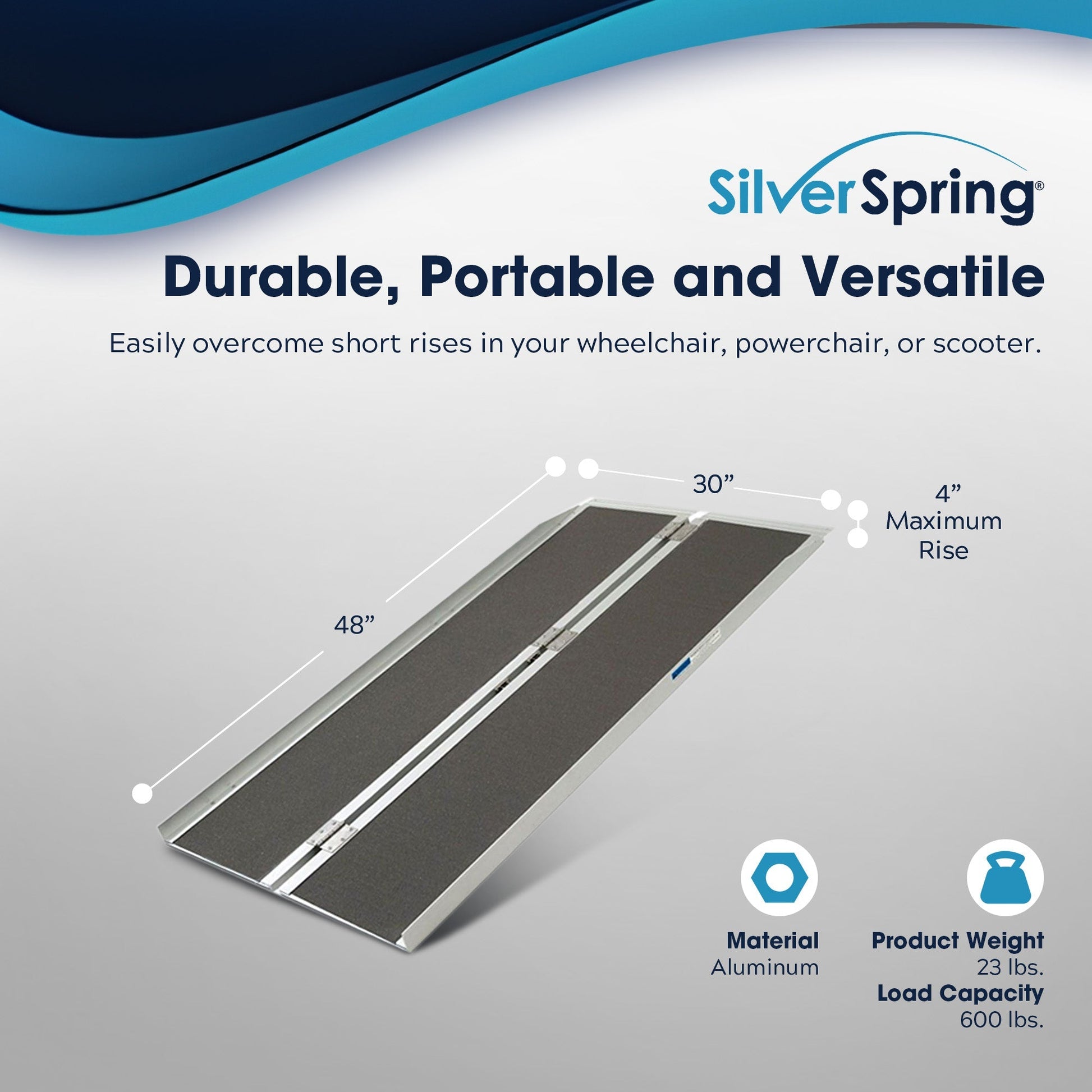 Silver Spring Mobility and Utility Ramp, 4 Foot Single Fold with Grit Surface - Find Fresh Goods