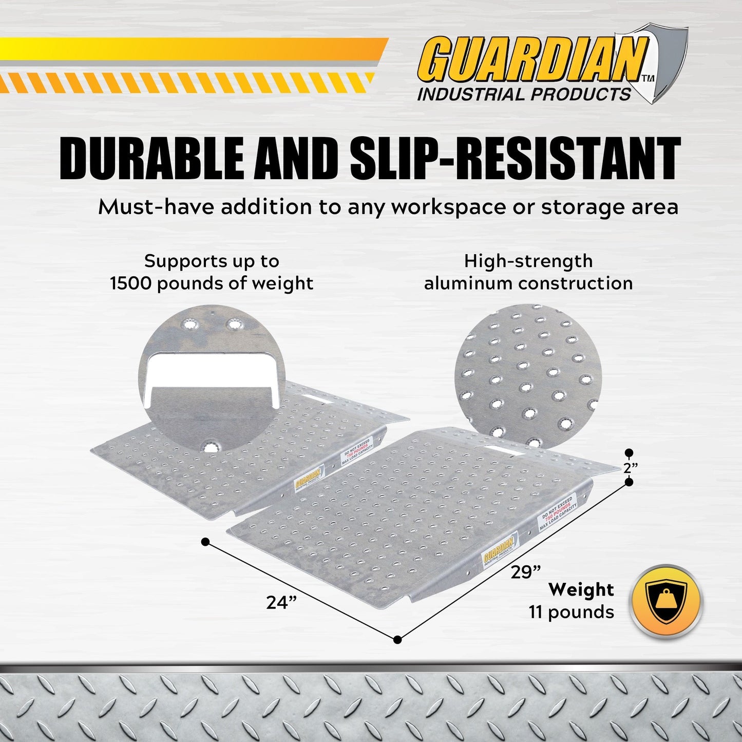 Guardian 2 Pack Heavy Duty Aluminum Shed Ramp, Loading for Mowers, ATV, Silver - Find Fresh Goods