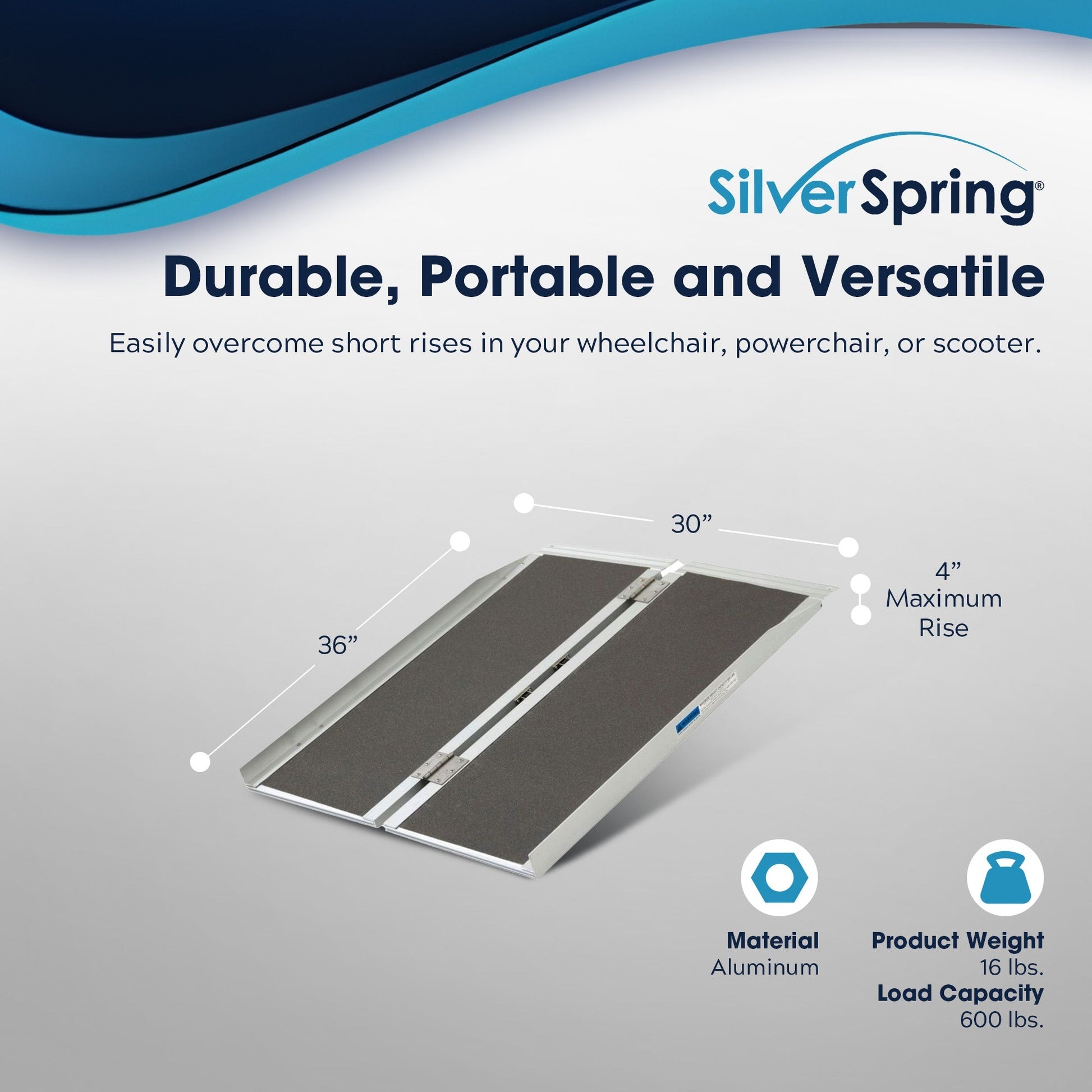 Silver Spring Mobility and Utility Ramp, 3 Foot Single Fold with Grit Surface - Find Fresh Goods