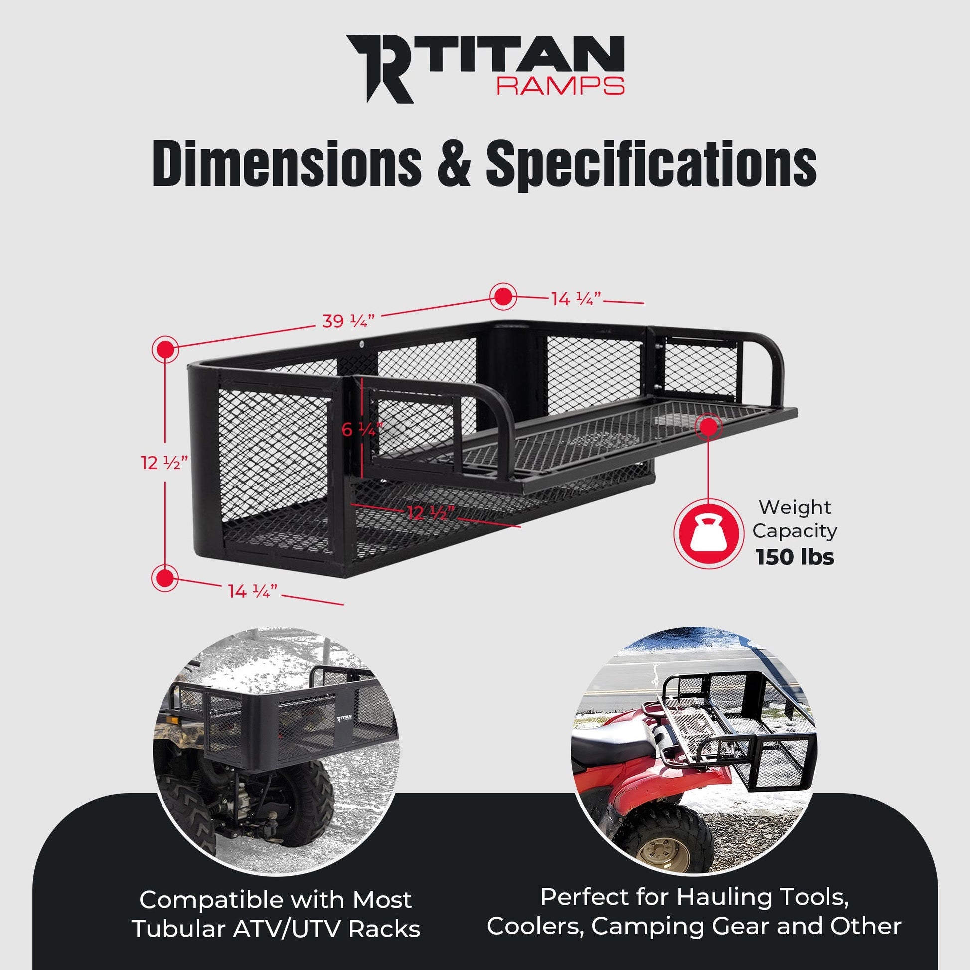 Titan Ramps Universal ATV/UTV Rear Drop Cargo Basket Rack with 150 lb. Capacity - Find Fresh Goods