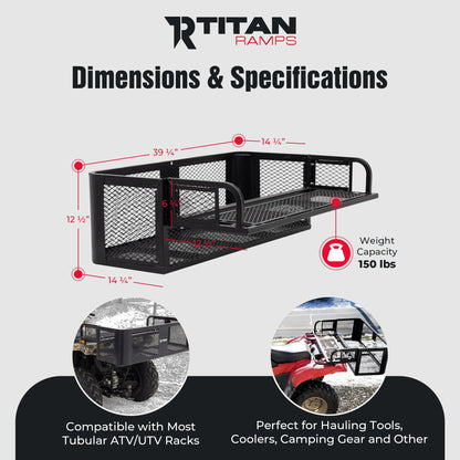 Titan Ramps Universal ATV/UTV Rear Drop Cargo Basket Rack with 150 lb. Capacity - Find Fresh Goods
