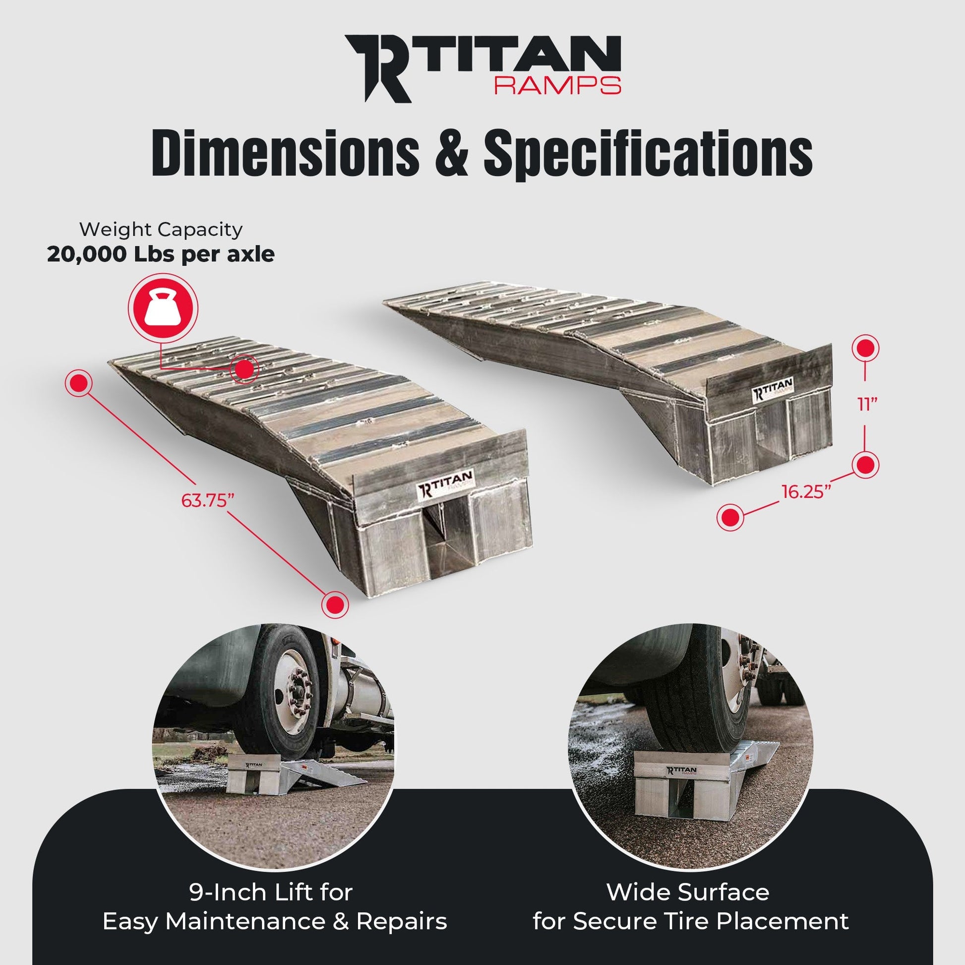 Titan Ramps Aluminum Semi Truck Riser Ramps with 20,000 Pound Capacity, Silver - Find Fresh Goods