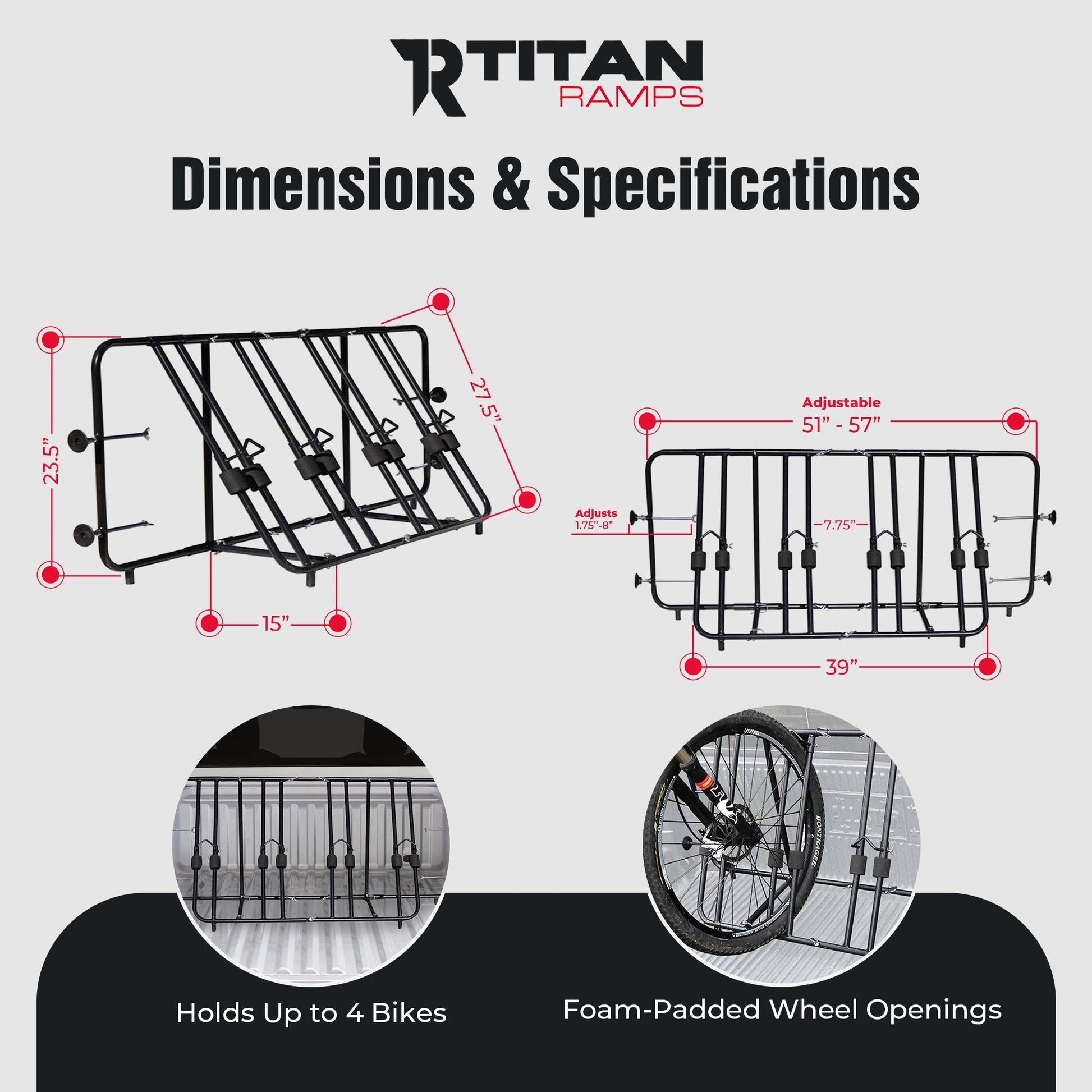 Titan Ramps Truck Bed Bike Rack with Quick Assembly, Accommodates up to 4 Bikes - Find Fresh Goods