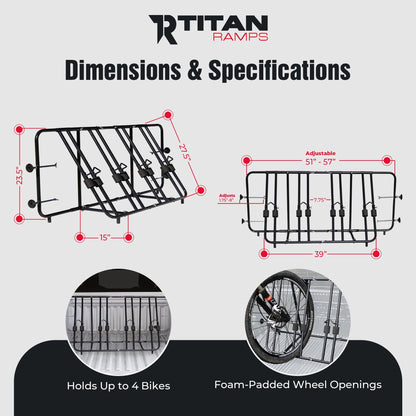 Titan Ramps Truck Bed Bike Rack with Quick Assembly, Accommodates up to 4 Bikes - Find Fresh Goods