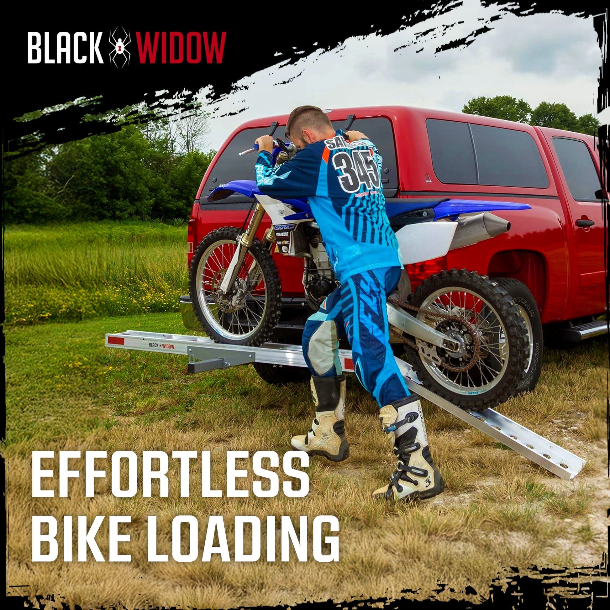 Black Widow Motorcycle Bike Carrier with Ramp for 2" Hitch, 400 Pound Capacity - Find Fresh Goods