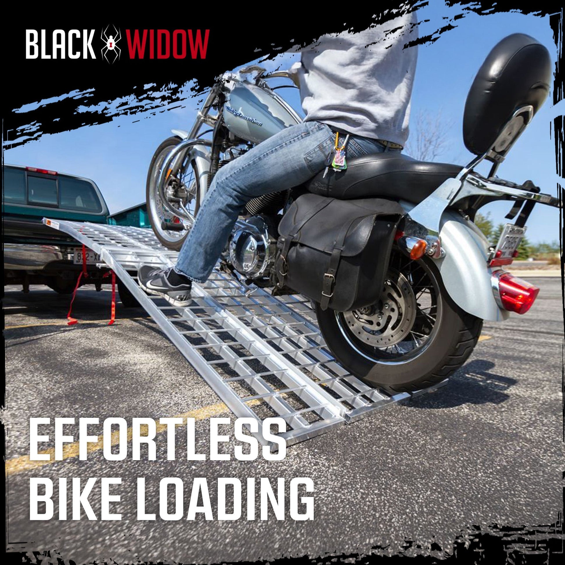 Black Widow 10’ Aluminum Folding Motorcycle Ramp, Arched 3 Piece Design, Silver - Find Fresh Goods