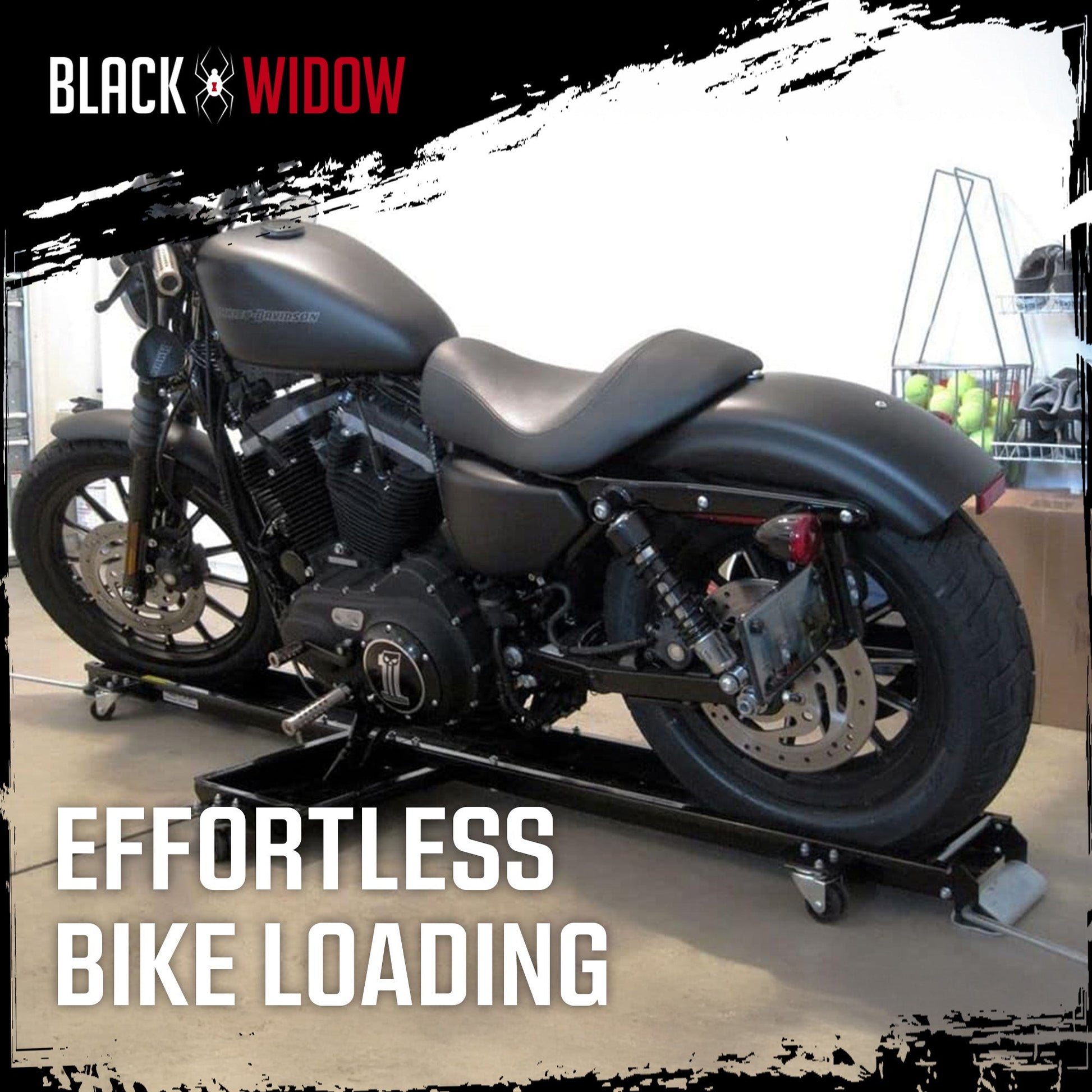 Black Widow Motorcycle Dolly with Front and Rear Gates for Loading and Unloading - Find Fresh Goods