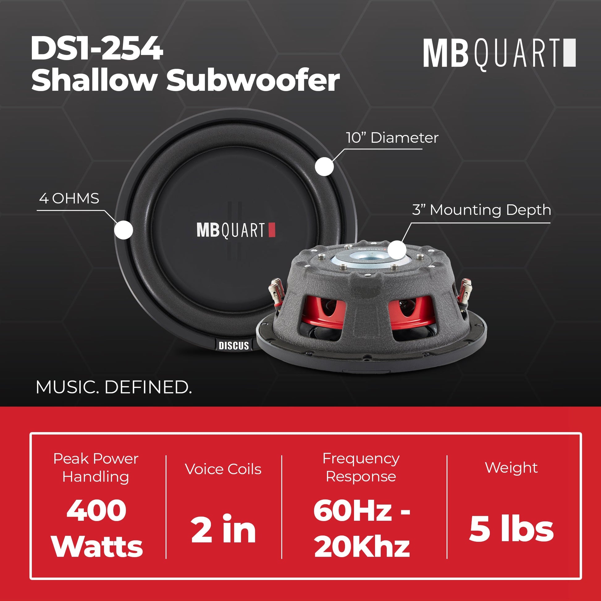 2) MB Quart DS1-254 800 Watt 4 Ohm Shallow Slim Subwoofers Car Truck DVC Subs - Find Fresh Goods