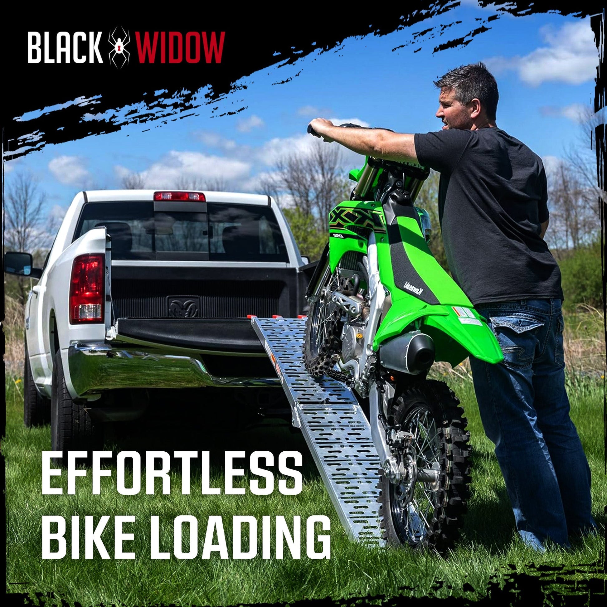 Black Widow Aluminum Folding Motorcycle Ramp Arched Plate, Single Runner, Silver - Find Fresh Goods