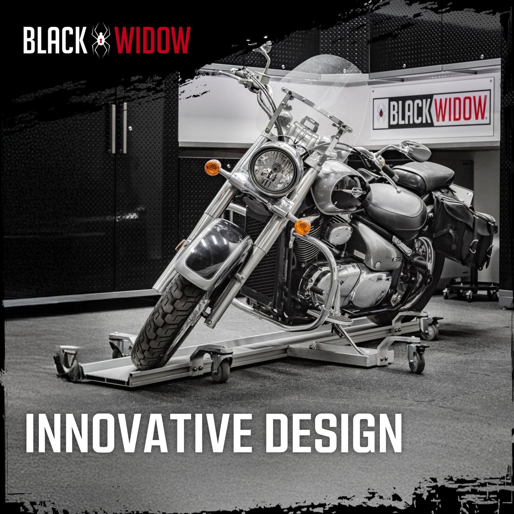 Black Widow Motorcycle Dolly, Fully Adjustable Kickstand Plate Locking Casters - Find Fresh Goods